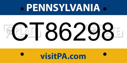 CT86298 Pennsylvania License Plate