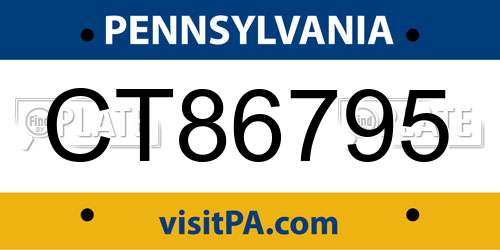 CT86795 Pennsylvania License Plate