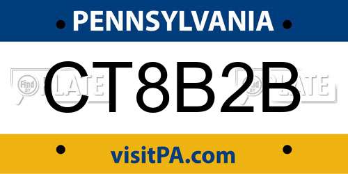 CT8B2B Pennsylvania License Plate