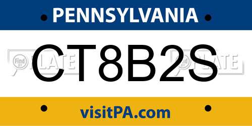 CT8B2S Pennsylvania License Plate