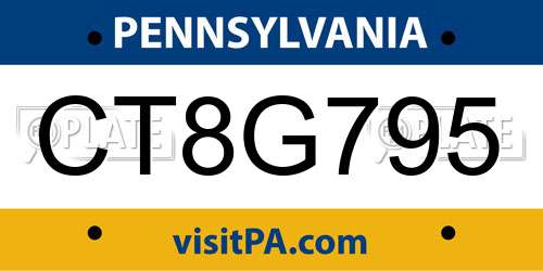 CT8G795 Pennsylvania License Plate