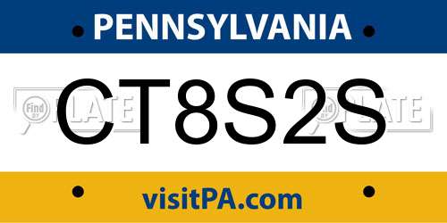 CT8S2S Pennsylvania License Plate