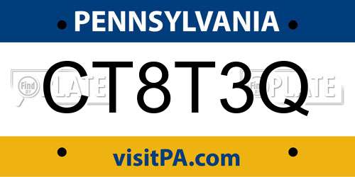 CT8T3Q Pennsylvania License Plate
