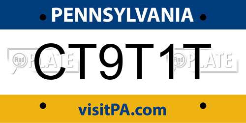 CT9T1T Pennsylvania License Plate