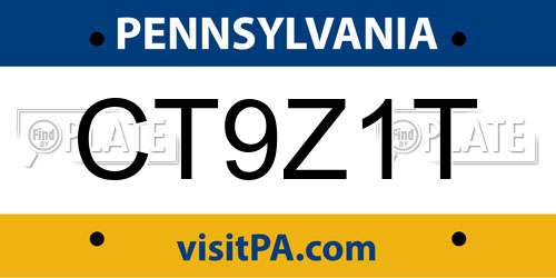 CT9Z1T Pennsylvania License Plate
