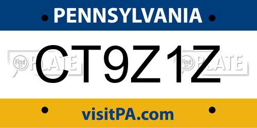 CT9Z1Z Pennsylvania License Plate