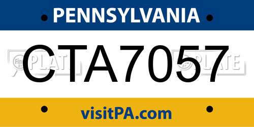 CTA7057 Pennsylvania License Plate