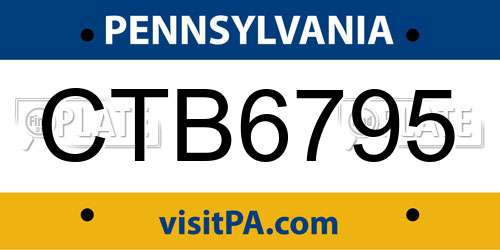 CTB6795 Pennsylvania License Plate
