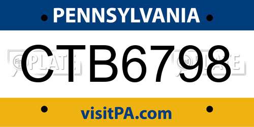 CTB6798 Pennsylvania License Plate