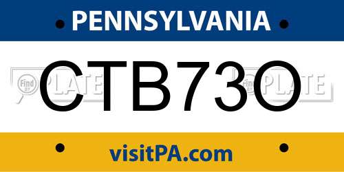 CTB73O Pennsylvania License Plate