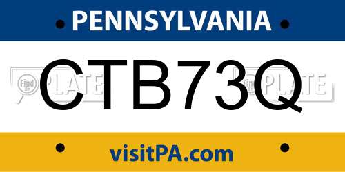 CTB73Q Pennsylvania License Plate