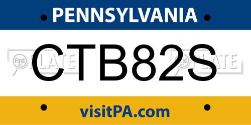 CTB82S Pennsylvania License Plate