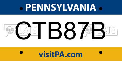 CTB87B Pennsylvania License Plate