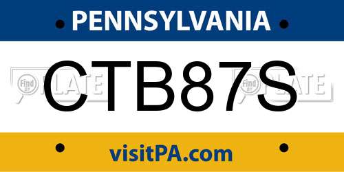 CTB87S Pennsylvania License Plate