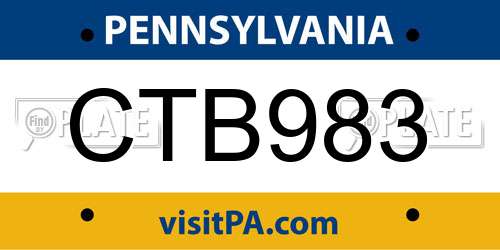CTB983 Pennsylvania License Plate