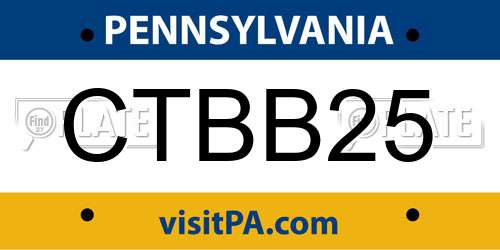 CTBB25 Pennsylvania License Plate