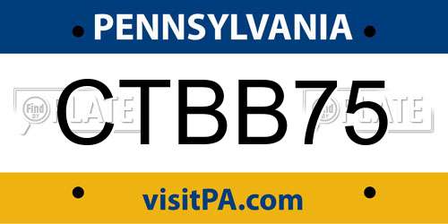 CTBB75 Pennsylvania License Plate