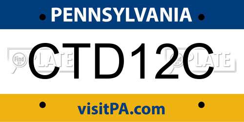 CTD12C Pennsylvania License Plate