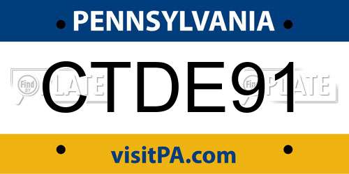 CTDE91 Pennsylvania License Plate