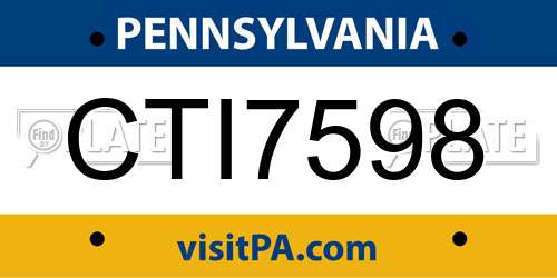 CTI7598 Pennsylvania License Plate