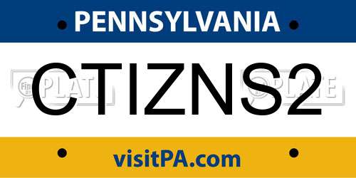 CTIZNS2 Pennsylvania License Plate