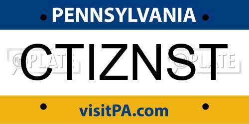 CTIZNST Pennsylvania License Plate