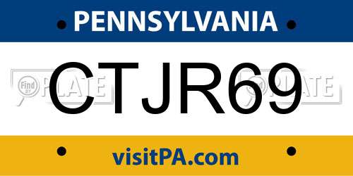 CTJR69 Pennsylvania License Plate