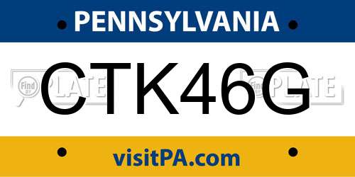 CTK46G Pennsylvania License Plate