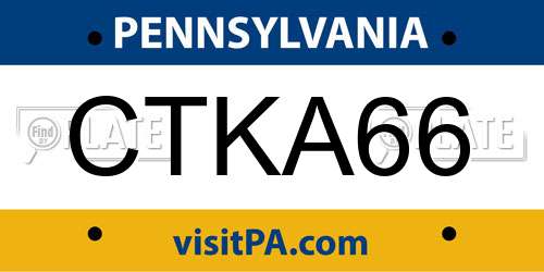 CTKA66 Pennsylvania License Plate