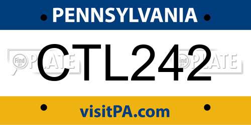 CTL242 Pennsylvania License Plate