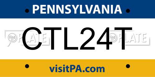 CTL24T Pennsylvania License Plate