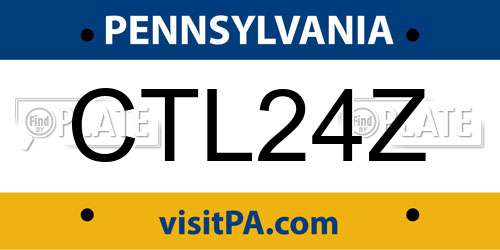CTL24Z Pennsylvania License Plate