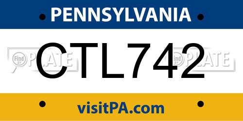 CTL742 Pennsylvania License Plate