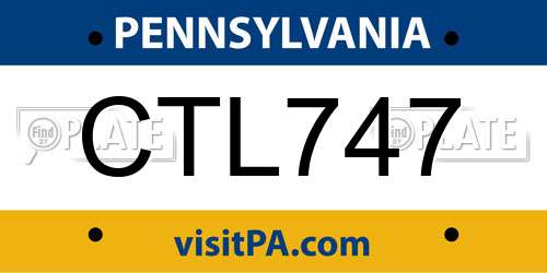CTL747 Pennsylvania License Plate