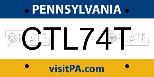 CTL74T Pennsylvania License Plate