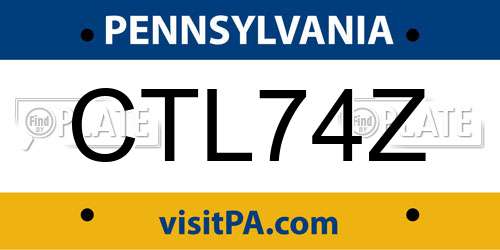 CTL74Z Pennsylvania License Plate