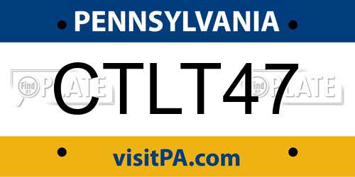 CTLT47 Pennsylvania License Plate