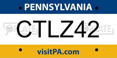 CTLZ42 Pennsylvania License Plate