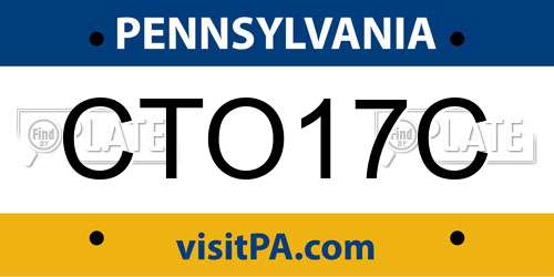 CTO17C Pennsylvania License Plate