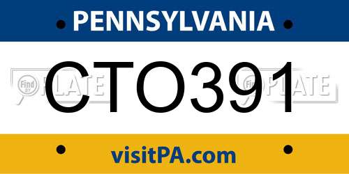 CTO391 Pennsylvania License Plate