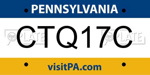CTQ17C Pennsylvania License Plate