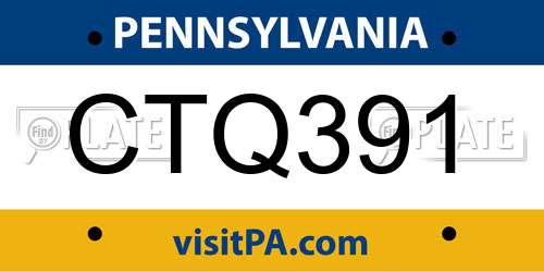 CTQ391 Pennsylvania License Plate