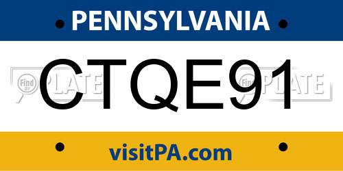 CTQE91 Pennsylvania License Plate
