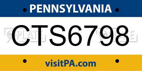 CTS6798 Pennsylvania License Plate