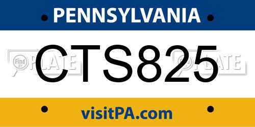 CTS825 Pennsylvania License Plate