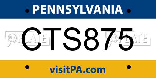 CTS875 Pennsylvania License Plate
