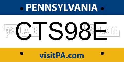 CTS98E Pennsylvania License Plate