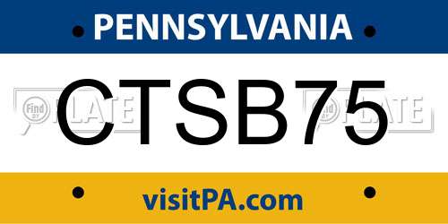 CTSB75 Pennsylvania License Plate