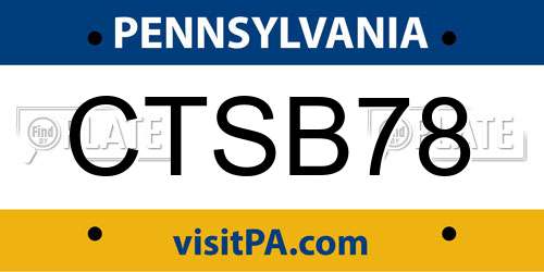 CTSB78 Pennsylvania License Plate
