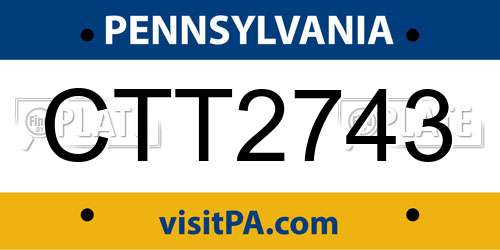 CTT2743 Pennsylvania License Plate